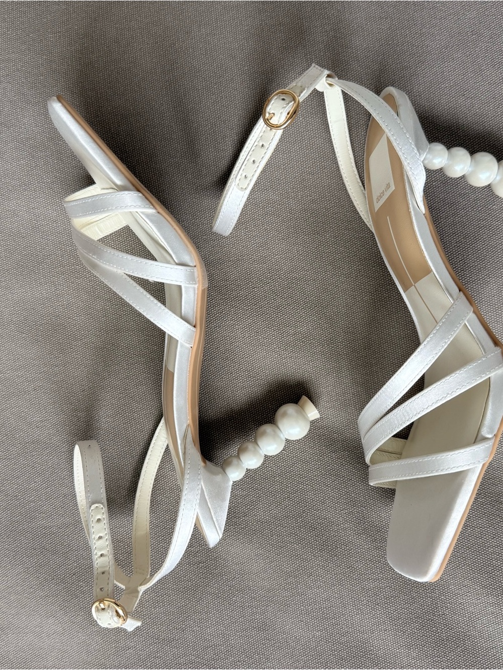NEW Dolce Vita White Pearl-Bead Strappy Heeled Sandals
